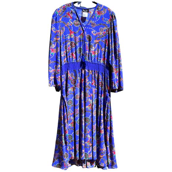 Diane Freis Original 80s Georgette Pattern Maxi Dress Large Extra Large